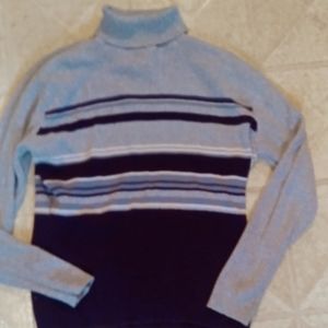 Blue & Light Blue Striped Turtleneck